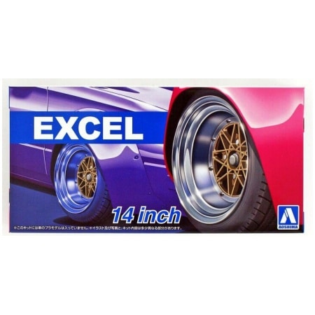 Aoshima Wheels Excel 14 Inch Set Gomme e Cerchi Kit Montaggio 1/24