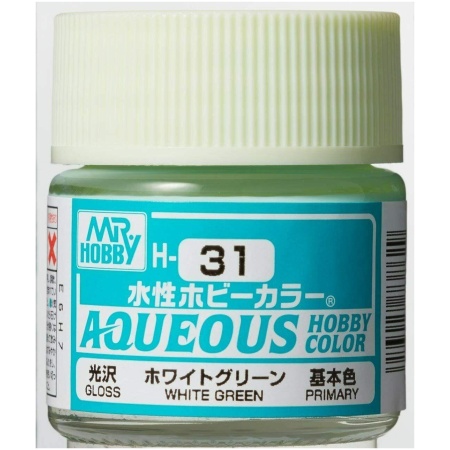 Mr. Hobby Aqueous H31 White Green Gloss (10ml) Water Based Acrylic Paint