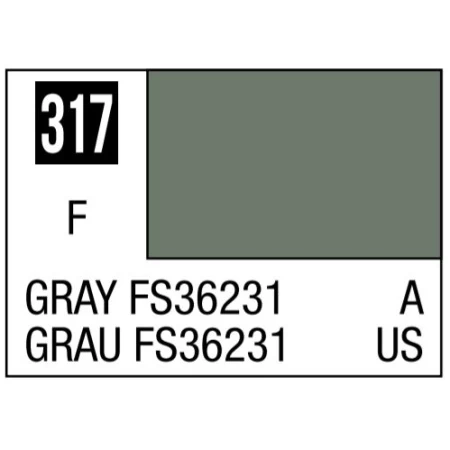 Mr. Hobby Aqueous H317 Gray FS36231 Flat (10ml) Water Based Acrylic Paint