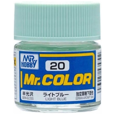Mr. Hobby C20 Mr. Color Light Blue Semi-Gloss (10ml) Solvent Based Acrylic Paint