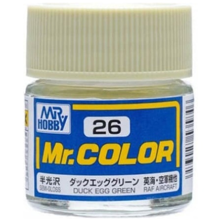 Mr. Hobby C26 Mr. Color Duck Egg Green Semi-Gloss (10ml) Solvent Based Acrylic Paint