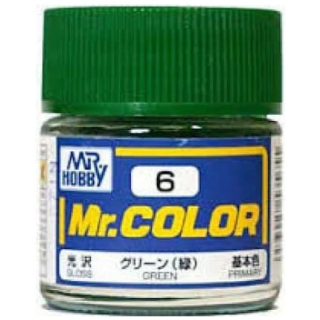 Mr. Hobby C6 Mr. Color Green Gloss (10ml) Solvent Based Acrylic Paint