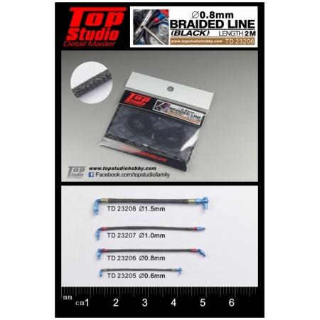 Top Studio TD23206 0.8mm Braided Line (Black) 2m