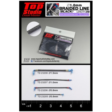 Top Studio TD23207 1.0mm Braided Line (Black) 2m