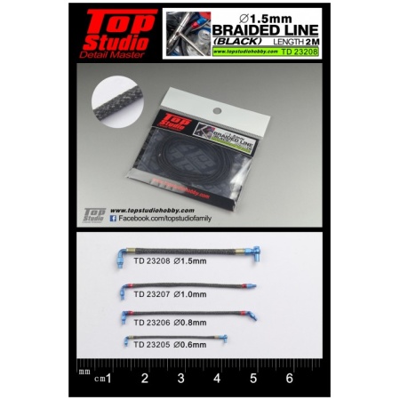 Top Studio TD23208 1.5mm Braided Line (Black) 2m