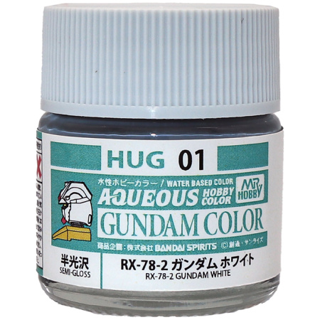 Mr. Hobby Aqueous Gundam Color HUG01 RX-78-2 Gundam White Semi-Gloss (10ml) Water Based Acrylic Paint