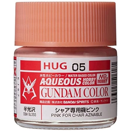 Mr. Hobby Aqueous Gundam Color HUG05 Pink For Char Aznable Red Semi-Gloss (10ml) Water Based Acrylic Paint