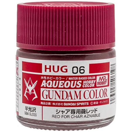 Mr. Hobby Aqueous Gundam Color HUG06 Red For Char Aznable Red Semi-Gloss (10ml) Water Based Acrylic Paint