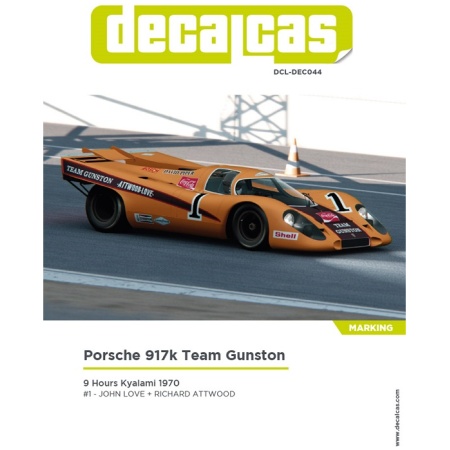 Decalcas DCL-DEC044 Decals 1/24 Porsche 917K Team Gunston