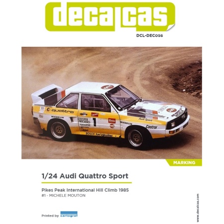 Decalcas DCL-DEC056 Decals 1/24 Audi Quattro Sport 1985 Pikes Peak #1 Michele Mouton