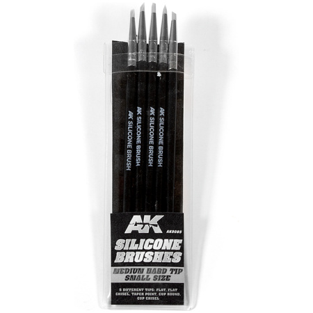 Ak Interactive 9085 Silicone Brushes Medium Hard Tip Small Size Pennelli Silicone