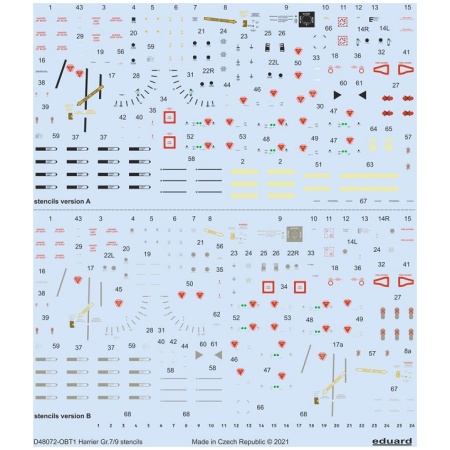 Eduard D48072 1/48 Decals Harrier Gr.7/9 Stencils For Revell/Hasegawa Kit