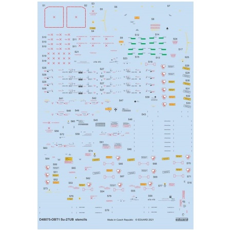 Eduard D48075 1/48 Decals Su-27UB Stencils For Academy/Kitty Hawk/GWH Kit