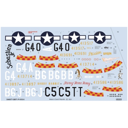 Eduard D48077 1/48 Decals P-51D-5 "357th FG" For Eduard Kit
