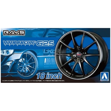 Aoshima Wheels Rays Volk Racing G25 18 Inch Set Gomme e Cerchi Kit Montaggio 1/24