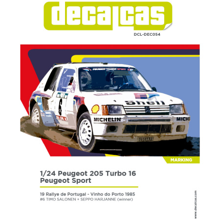 Decalcas DCL-DEC054 Decals 1/24 Peugeot 205 Turbo 16 Peugeot Sport