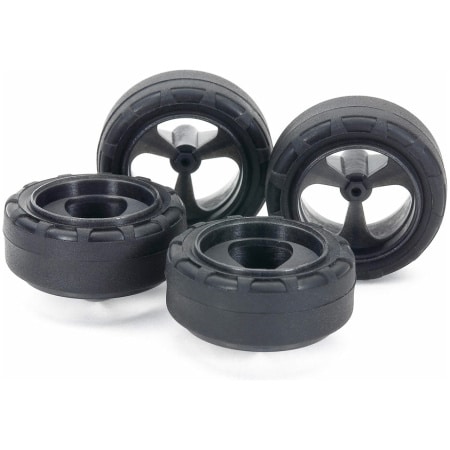 Tamiya 15541 Mini 4wd Low Friction Small Dia. Narrow Tires (24mm) & Carbon Wheels (3-Spoke)